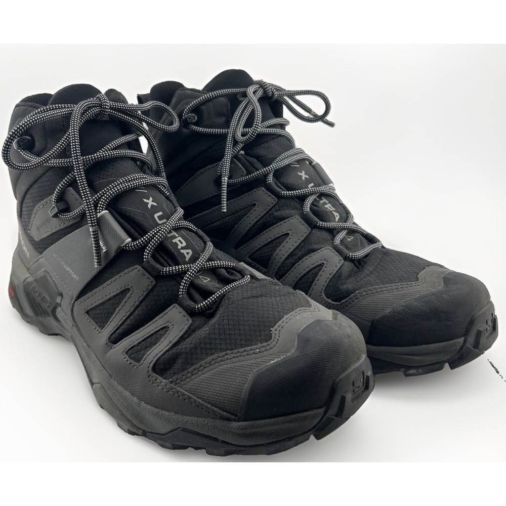 Salomon Hiking Boots Men 12 Black X Ultra 4 Mid GTX Gore-Tex Waterproof Trekking